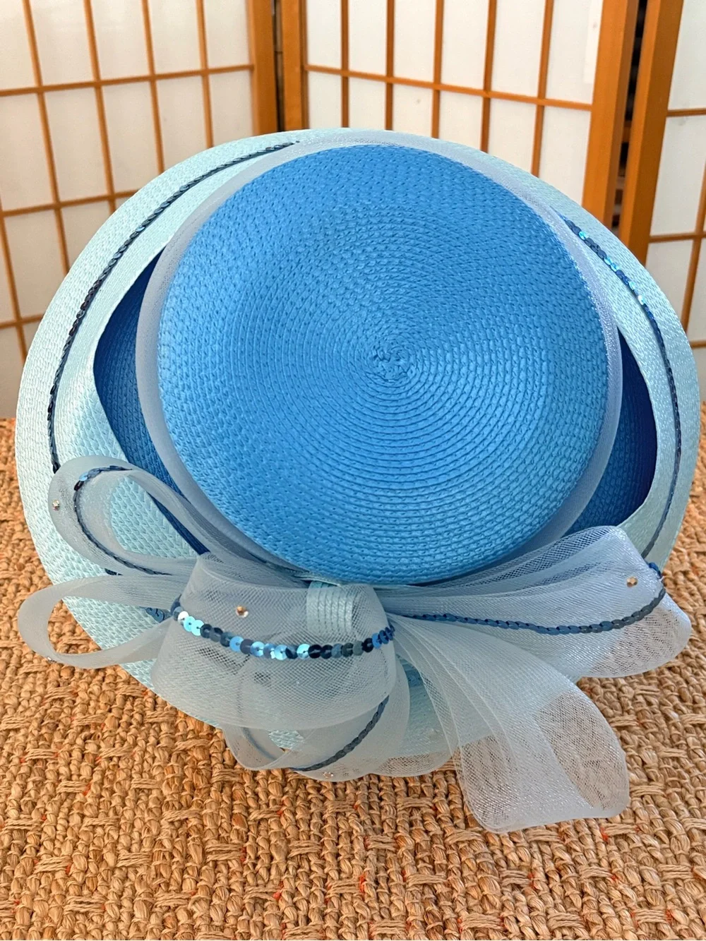Vintage Mr. Hi’s Blue Sequined Organza Church Hat